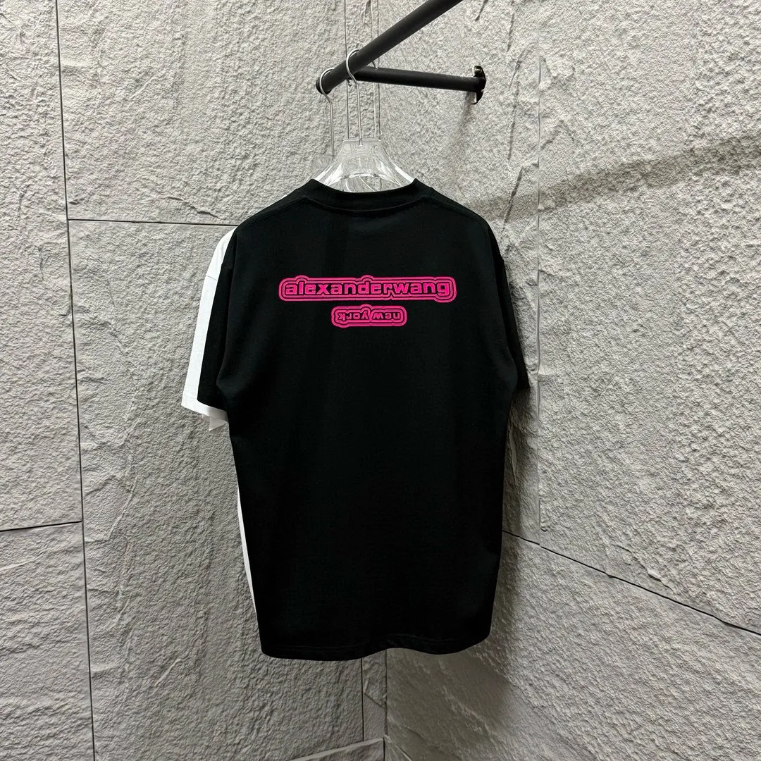 * *alexander 2025 New Arrival Pink wang T Same Style ：Black White Size： S （90-130 ） M （120-150 ） L （140-165 ） XL （160-180 ） XXL （180 ）